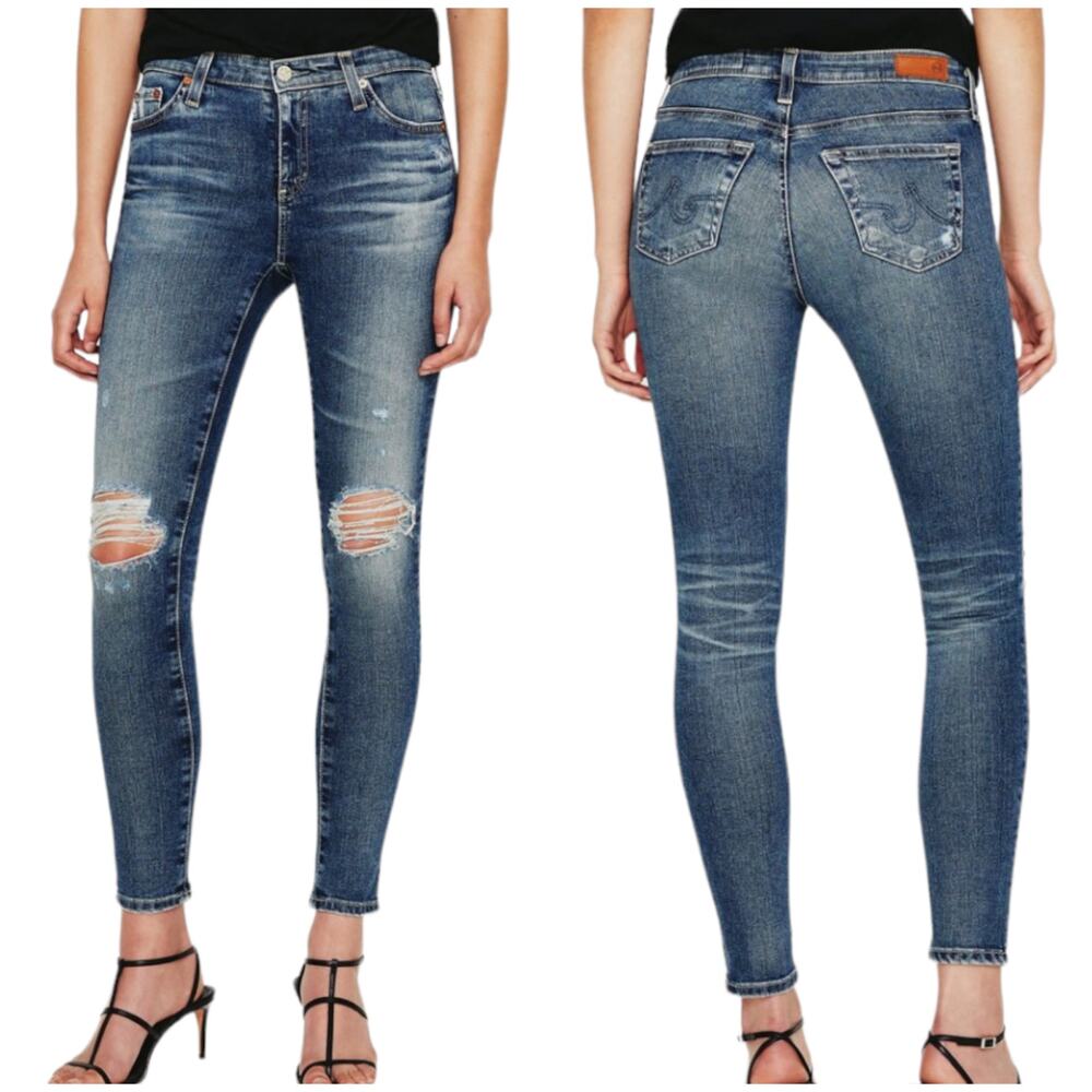 AG Adriano Goldschmied The Legging Ankle in Mural Jeans Distressed Size 28R Blue